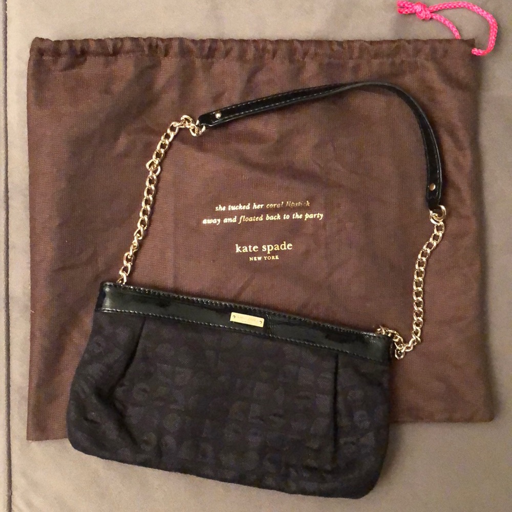 Kate Spade Black and Gold Agatha Evening Bag